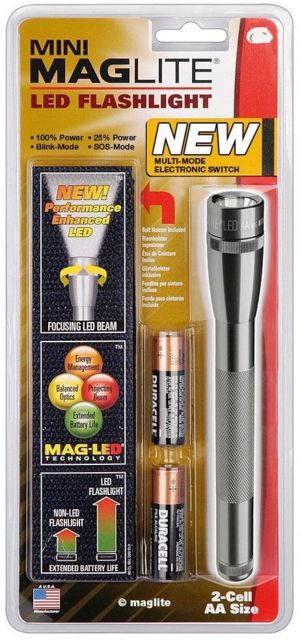 Mag Instrument 2 Cell AA Mini Maglite LED Flashlight Holster Pack Gray - Maglite