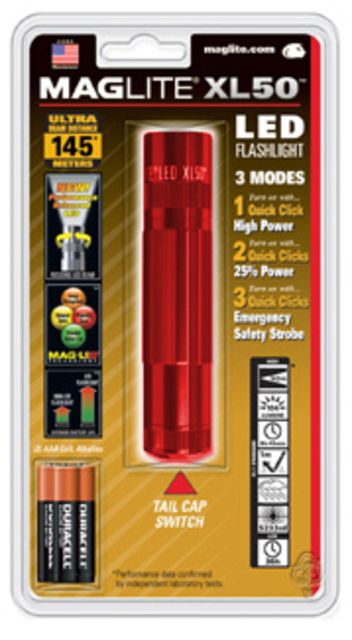 Mag Instrument XL 50 LED Flashlight w/Strobe Display Box Red - Maglite