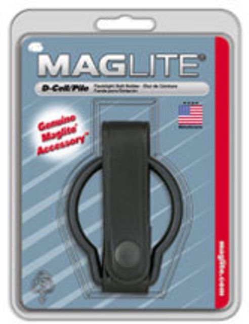 Maglite D-Cell Flashlight Black Plain Leather Belt Holsters NSN-01-435-0844 - Maglite