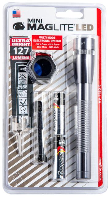 Maglite Mini 2 Aa-cell Led Flashlight Combo Pack Red/blue/clear - Maglite