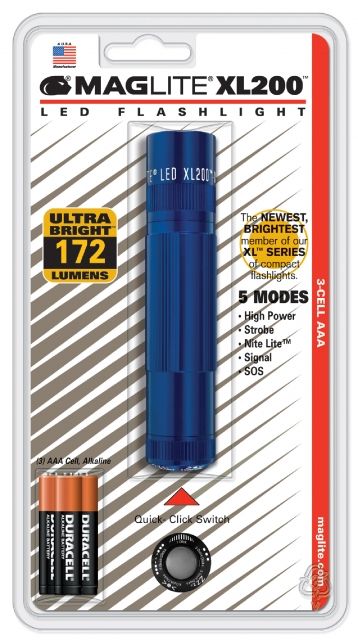 Maglite XL200 3-Cell AAA LED Flashlight Blue Blister Pack - Maglite