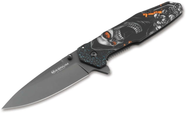 Magnum Screaming Skull Folding Knife 3.31in 440A Stainless Steel Black Handle - Magnum