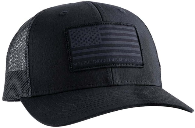 Magpul Industries Standard Patch Trucker Sports Cap w/Woven American Flag Patch - Mens Black One Size