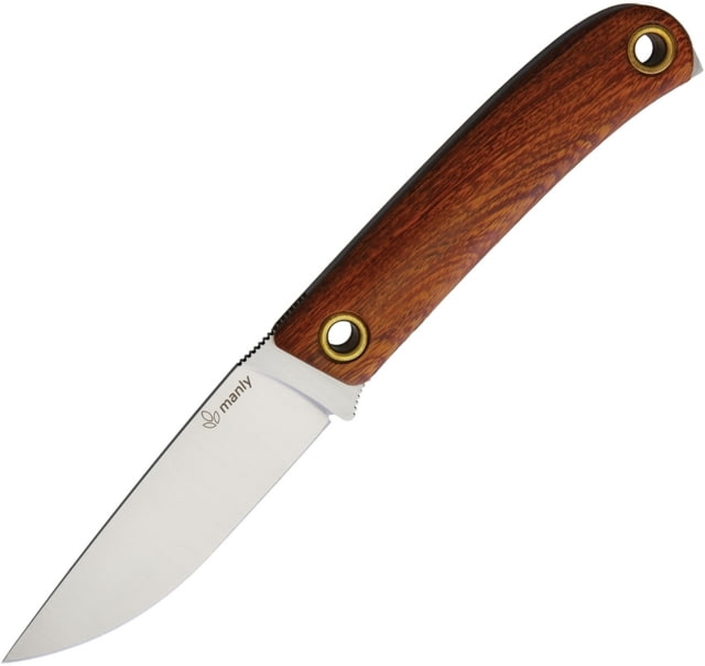 Manly Patriot Fixed Blade Ironwood Knife 8.25in Overall 3.75in Satin Cpm-154 SS Blade Ironwood Handle Black Kydex Sheath - Manly