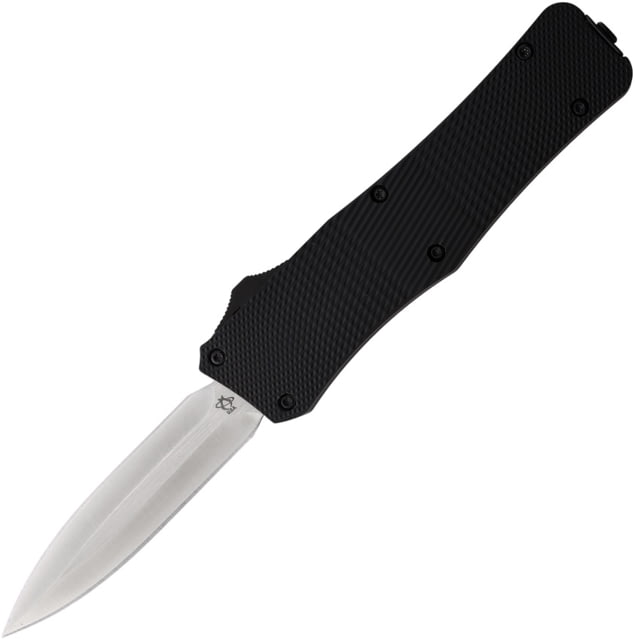 Mantis OTF Automatic Folding Knife 4.63in Closed 3.25in Satin Double Edge 440C Stainless Stiletto Style Blade Black Checkered Aluminum Handle OTF - Mantis