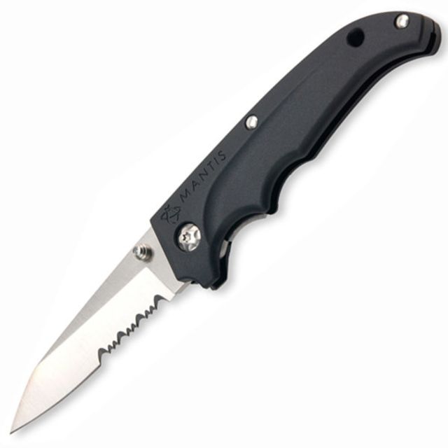 Mantis Classik Black Polymer Handle Black Blade ComboEdge MN - Mantis