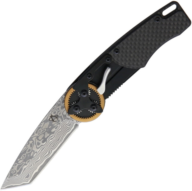Mantis Gearhead Linerlock Dam CF Folding Knife 3" Damascus steel tanto blade Carbon fiber handle - Mantis