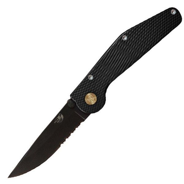 Mantis GT Folding Knife3.75in Drop Point Combo Ti-Nitrate coated Stainless Steel Black Aluminum Handle