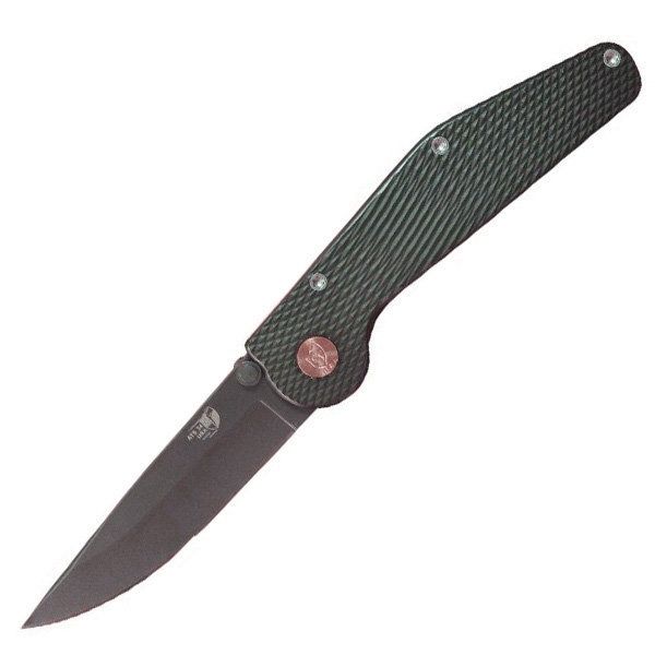 Mantis GT Folding Knife3.75in Drop Point Plain Ti-Nitrate coated Stainless SteelGreen Aluminum Handle - Mantis