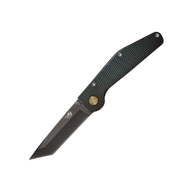 Mantis GT Folding Knife3.75in Tanto Plain Ti-Nitrate coated Stainless SteelGreen Aluminum Handle - Mantis