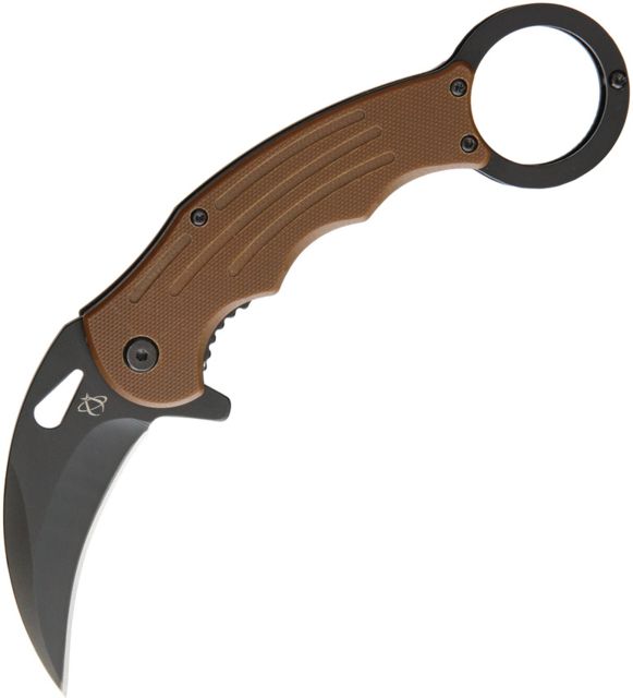 Mantis Karambit Linerlock A/O Coyote Folding Knife2.75inStainless SteelStandard Edge Black TanG10 Handle