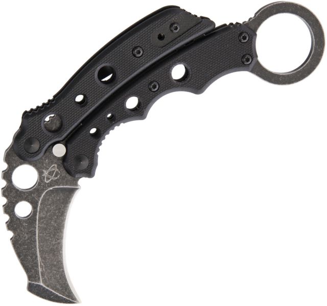 Mantis Vuja De Karambit Black Folding Knife2in Black Skeletonized G10 Handle - Mantis