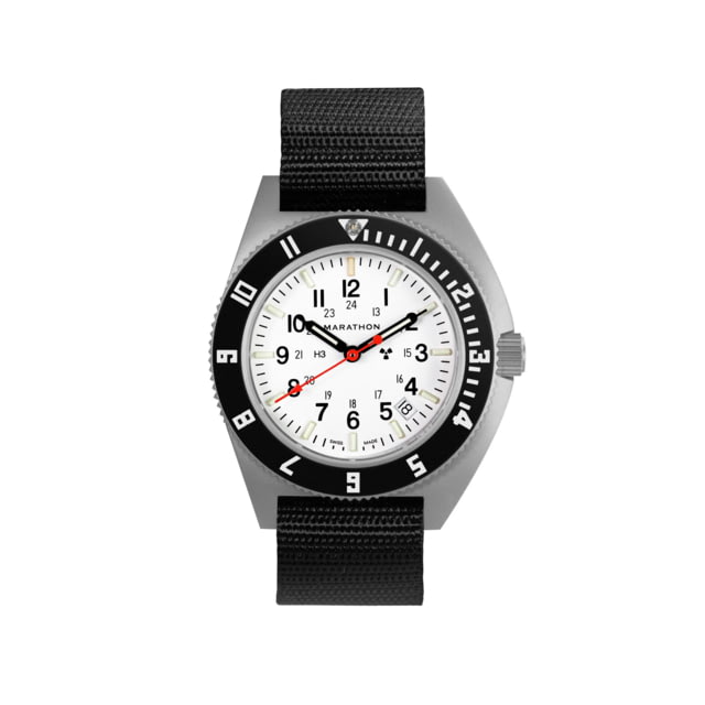 Marathon Arctic Steel Navigator W/ Date On Ballistic Nylon Watch 11in White 41mm