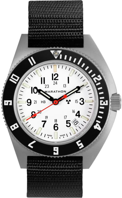 Marathon Arctic Steel Navigator W/ Date On Ballistic Nylon Watch 12in White 41mm
