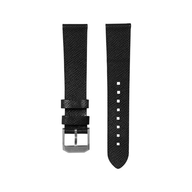 Marathon Cross Hatch 2-Piece Strap Italian Leather Steel Buckle 20mm Black Extra Long