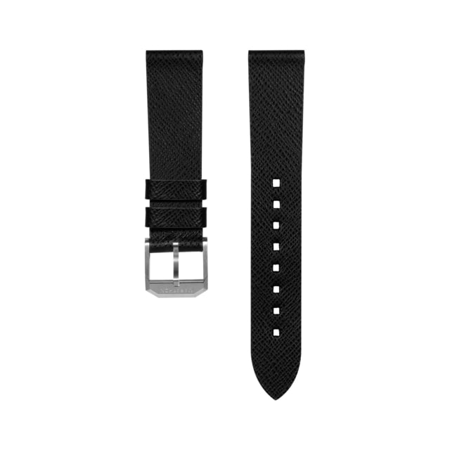 Marathon Cross Hatch 2-Piece Strap Leather Steel Buckle 18mm Black Standard