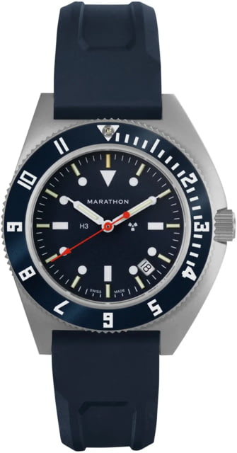 Marathon Navigator Unisex Pilot's Quartz Watch w/ Date Blue Yonder SSNAV-D 41mm Bi-Directional Blue FKM Rubber