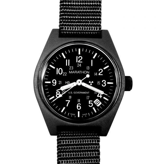 Marathon General Purpose Quartz Wristwatch w/Date and Tritium GPQ Black WW194015
