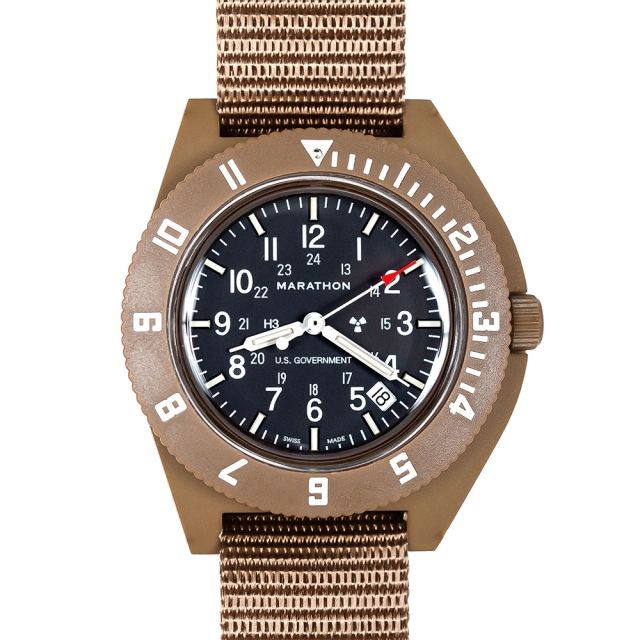 Marathon Pilots Navigator Wristwatch w/Date and Tritium Desert Tan