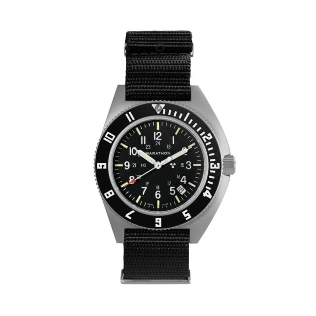 Marathon Steel Navigator Watch w/ Date SSNAV-D On Defstan Nylon Black 41 mm