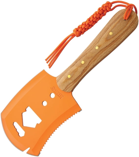 Marbles Chopper with Sheath 13.63in Overall 4.25in Orange Finish SS Axe Head With 5in Cutting Edge Wood Handle Braided Orange Cord Lanyard Black Nylon - Marbles