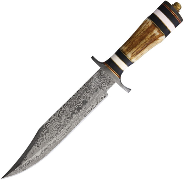Marbles Damascus Bowie Knife 9" Damascus steel blade Stag black pakkawood and white synthetic handle # 5 DAMASCUS / MR571 - Marbles