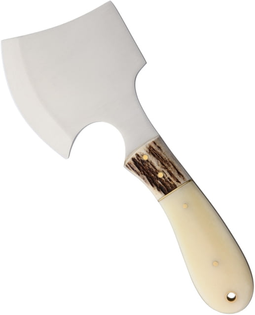 Marbles Marbles Hatchet Smooth Bone Handle 8in Overall 3in Cutting Edge White Smooth Bone Handle Stag Bone Guard Brown Leather Sheath White SO- MR826 - $31.99 at Optics Planet