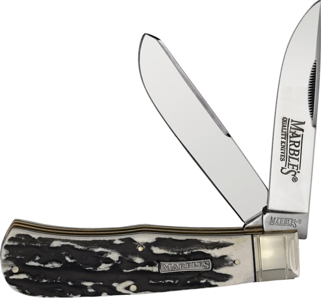 Marbles Jumbo Trapper Stag Folding Knife Black stag bone KB222MR471