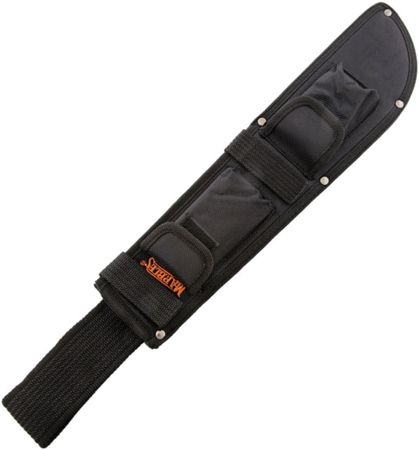 Marbles Machete Sheath With Stone Knife Nylon Black For Use With 14in Machete Orange Marbles Logo Includes 3.5in X 1.625in X 0.5in Sharpening Stone - Marbles