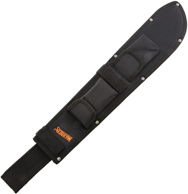 Marbles Machete Sheath with Stone Knife Nylon Black For Use With 18in Machete Orange Marbles Logo Includes 3.5in X 1.625in X 0.5in Sharpening Stone - Marbles