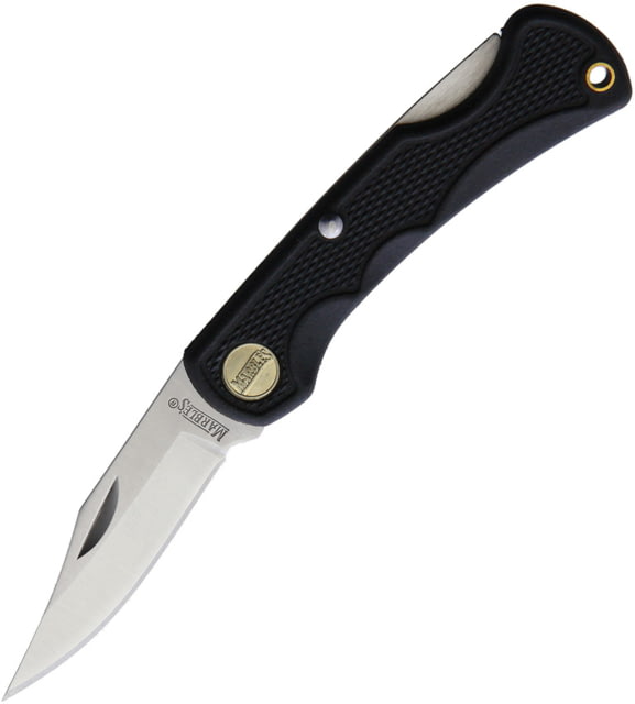 Marbles Small Lockback Black Folding Knife 1.88" satin finish stainless clip point blade Black textured nylon handle  MR567 BLACK - Marbles