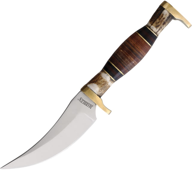 Marbles Small Skinner 3.50 in Fixed Blade Knife Stacked leather stag bone and wood OCT19OPT154