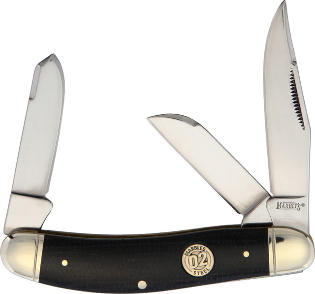Marbles Sowbelly D2 Folding Knife Mirror finish D2 tool steel clip sheepsfoot and Black micarta handle