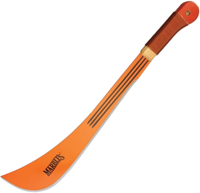 Marbles Swamp Master Machete Knife 24.25in Overall 18in Orange Finish SS Blade Orange Wire Wrapped Wooden Handle - Marbles
