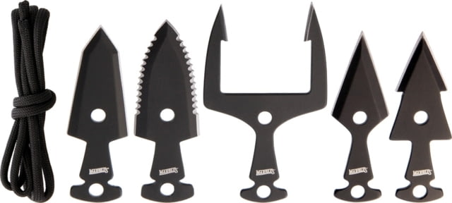 Marbles Tactical Arrowhead Set Knife 5 Piece Set Black SS Construction Comes With Starter Length Black Paracord MR377 / - Marbles