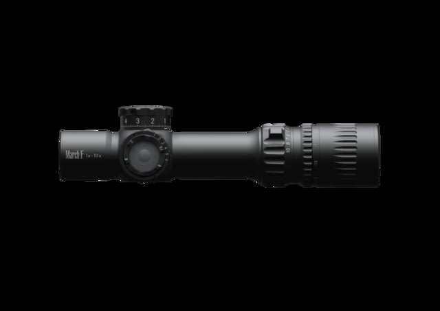 March Scopes 1-10x24mm Tactical Turret Shorty Rifle Scopes 30mm Tube First Focal Plane DR-1 Reticle Black D10SV24FDIMLDR-1 Reticle