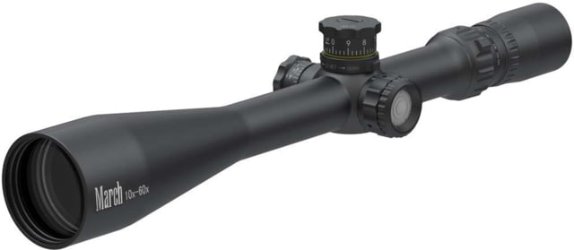 March Scopes Tactical Turret Illuminated 10-60x52mm Rifle Scope 30mm Tube Second Focal Plane MTR-1 Reticle Black D60V52TIMTR-1 Reticle - March Scopes
