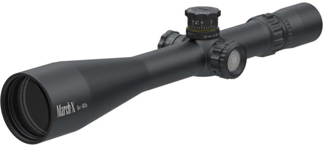 March Scopes Tactical Turret 8-80x56mm Rifle Scope 34mm Tube Second Focal Plane MTR-RTM Reticle Black D80V56TMMTR-RTM Reticle - March Scopes