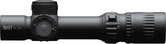 March Scopes Normal Turret 1-10x24mm Shorty Rifle Scope 30mm Tube First Focal Plane DR-1 Reticle With Custom Unimount Black DE0342
