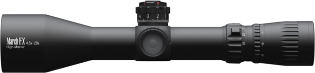 March Scopes Wide Angle 4.5-28x52mm Rifle Scope With Lockable Shuriken Turrets 34mm Tube First Focal Plane FML-LDK Reticle Black DE0390