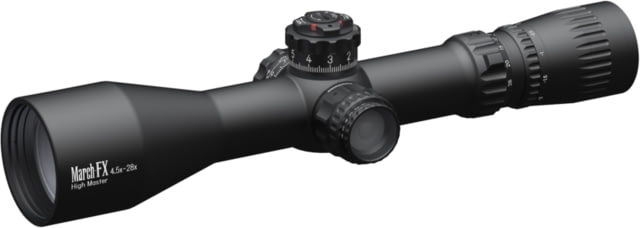 March Scopes Wide Angle 4.5-28x52mm Rifle Scope With Lockable Shuriken Turrets 34mm Tube First Focal Plane FML-3 Reticle Black DE0387 - MARCH Scopes