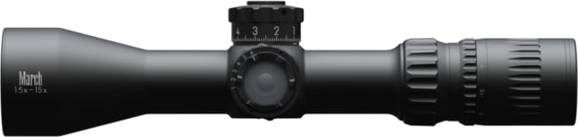 March Scopes Tactical Turret 1.5-15x42mm Rifle Scope 30mm Tube Second Focal Plane FD-1 Reticle MOA Black D15V42TIFD-1 Reticle