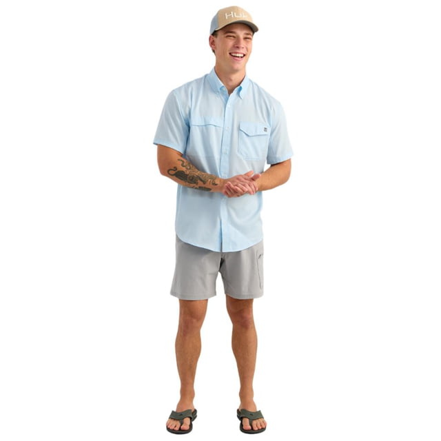 Marolina DBA HUK Huk Tide Point Short Sleeve Button Down Shirt Coastal Drift M