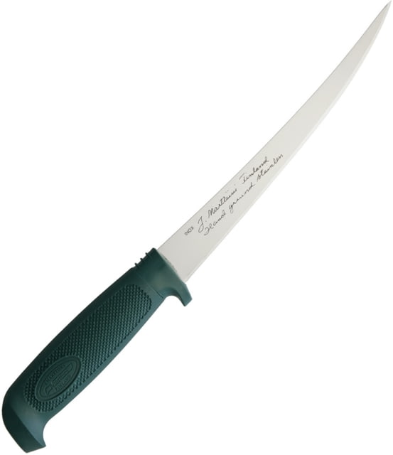 Marttiini Basic Fillet Green Fixed Blade Knife Basic Fillet 12.25in Overall 7.5in Satin SS Fillet Blade Green Textured Rubber Handle Green Plastic - Marttiini