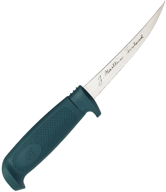 Marttiini Basic Fillet Green Fixed Blade Knife Basic Fillet 7.88in Overall 4in Satin SS Fillet Blade Green Textured Rubber Handle Green Plastic Belt - Marttiini
