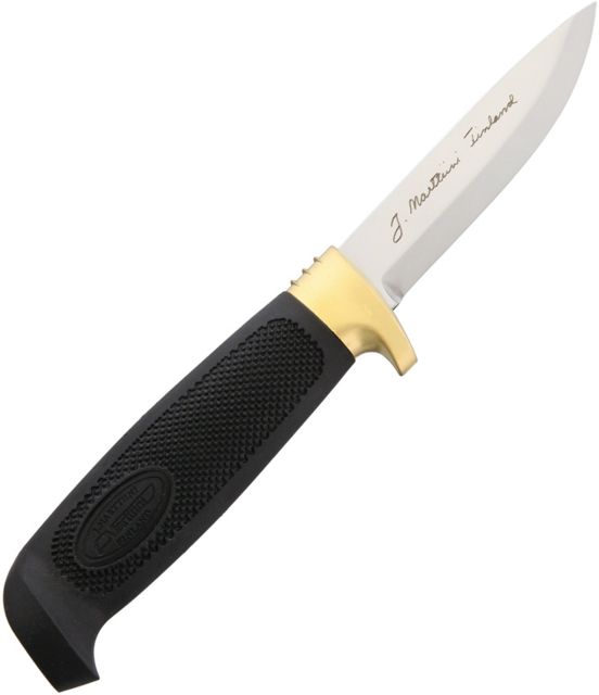 Marttiini Condor Drop Point Fixed Blade Knife 3.5in Stainless Steel Standard Edge Drop Point Mirror Polish Black Handle - Marttiini