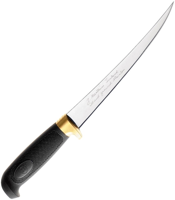 Marttiini Condor Golden Fillet Fixed Blade Knife Condor Golden Fillet 12.25in Overall 7.5in Satin SS Fillet Blade Black Textured Rubber Black - Marttiini