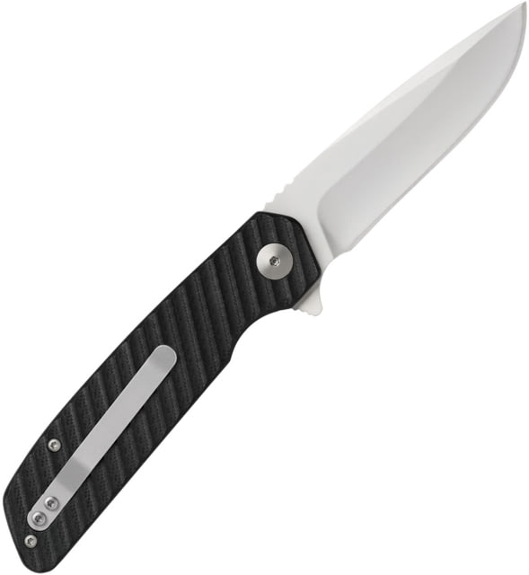 Marttiini MEF8 Linerlock Folding Knife 3.5in Bead Blast Finish SS Blade Black Sculpted G10 Handle Pocket Clip Black - Marttiini