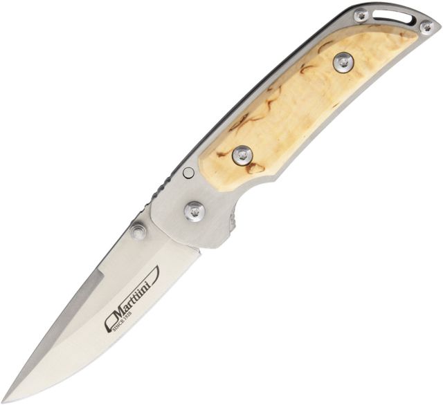 Marttiini MFK-2CB Curly Birch Folder Folding Knife3.125inStainless SteelStandard EdgeSatinCurly Birch Handle - Marttiini