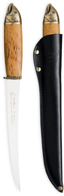Marttiini Salmon Fillet Fixed Blade Knife 7.4in X46Cr13 Finnish Heat-Treated Curly Birch - Marttiini